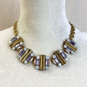 J. Crew Gold Purple Iridescent gem Necklace